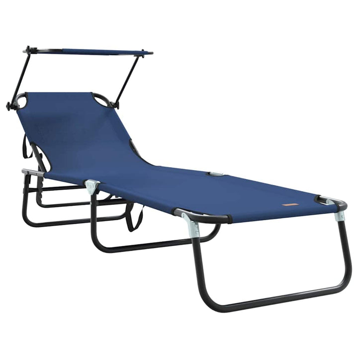 Foldestol med pude 2-person 2 pcs Blå 56 x 190 x 81cm Stof
