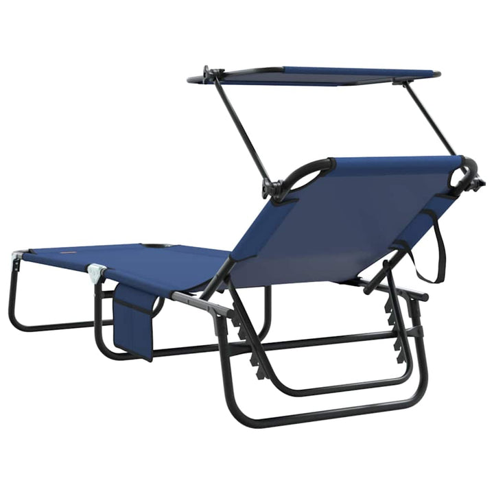 Foldestol med pude 2-person 2 pcs Blå 56 x 190 x 81cm Stof