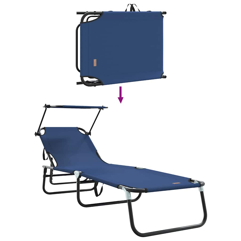 Foldestol med pude 2-person 2 pcs Blå 56 x 190 x 81cm Stof