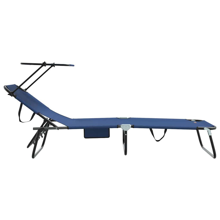 Foldestol med pude 2-person 2 pcs Blå 56 x 190 x 81cm Stof