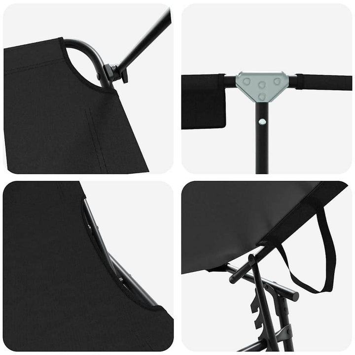 Foldestol med pude 2-person 2 pcs Sort 56 x 190 x 81cm Stof