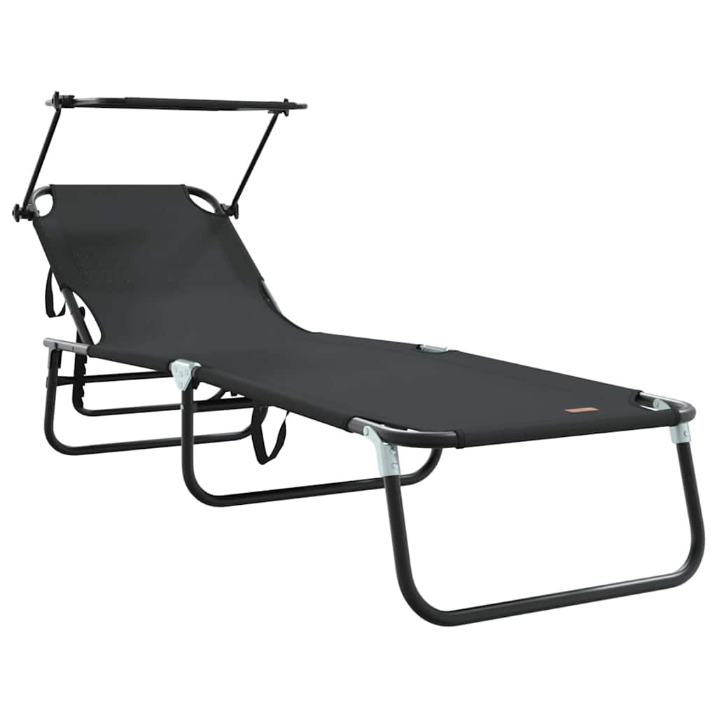 Foldestol med pude 2-person 2 pcs Sort 56 x 190 x 81cm Stof