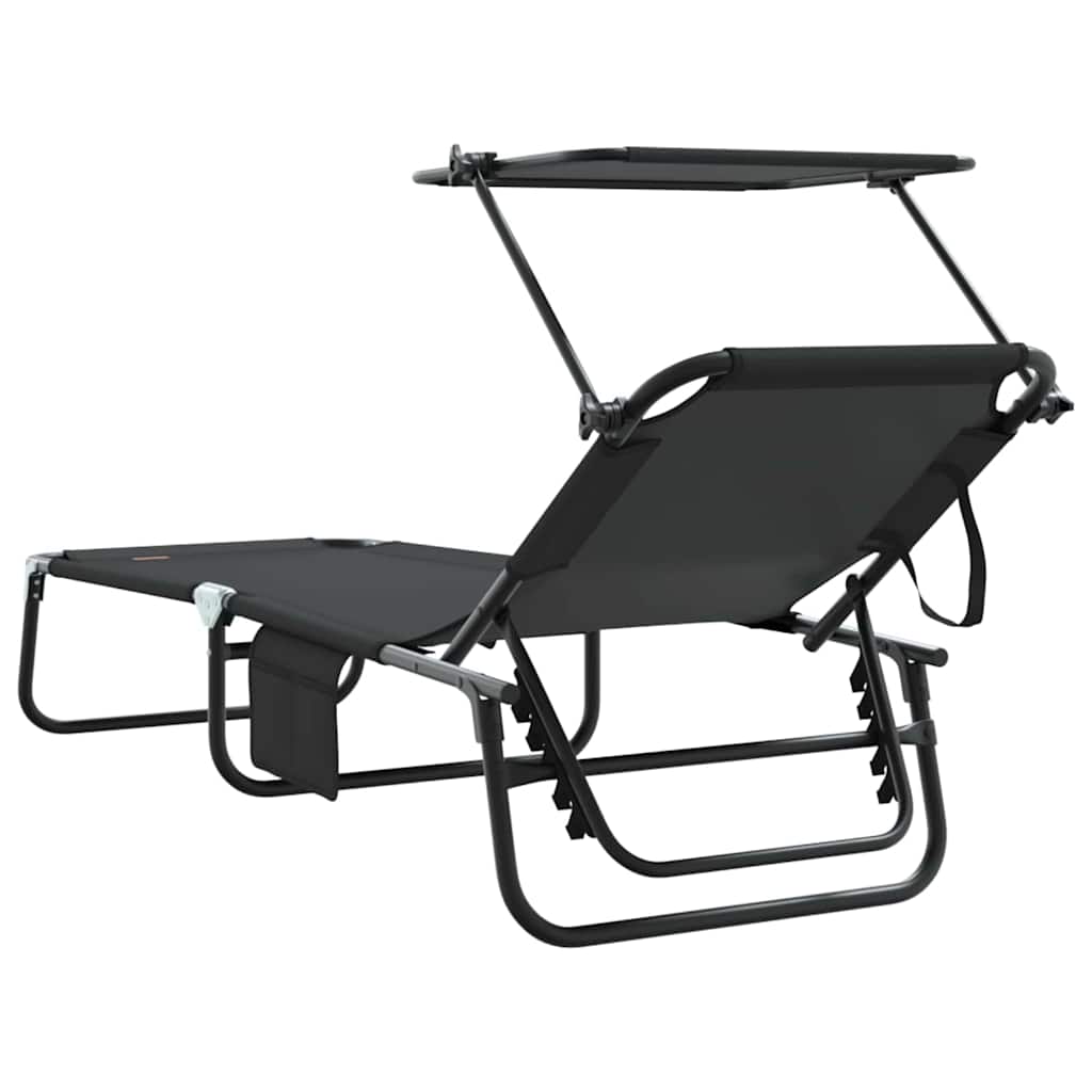Foldestol med pude 2-person 2 pcs Sort 56 x 190 x 81cm Stof