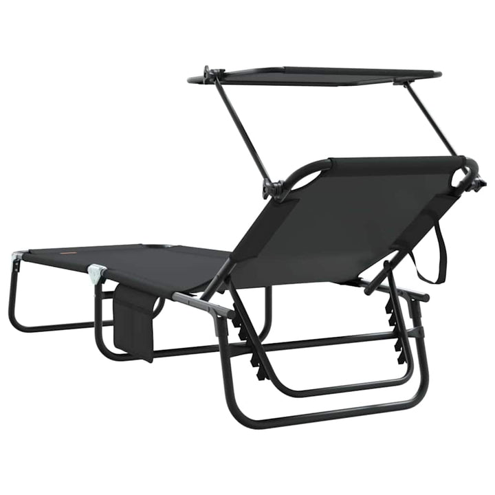 Foldestol med pude 2-person 2 pcs Sort 56 x 190 x 81cm Stof