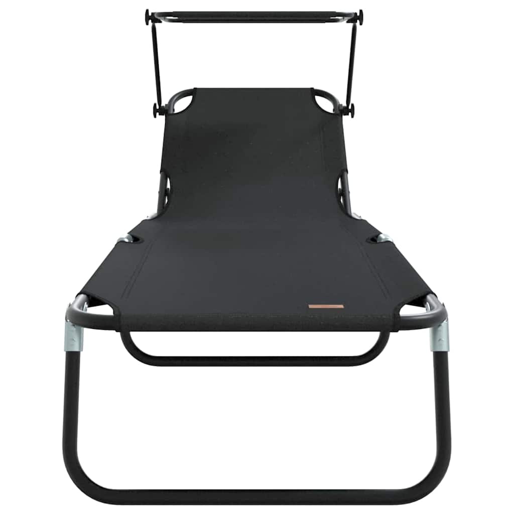 Foldestol med pude 2-person 2 pcs Sort 56 x 190 x 81cm Stof
