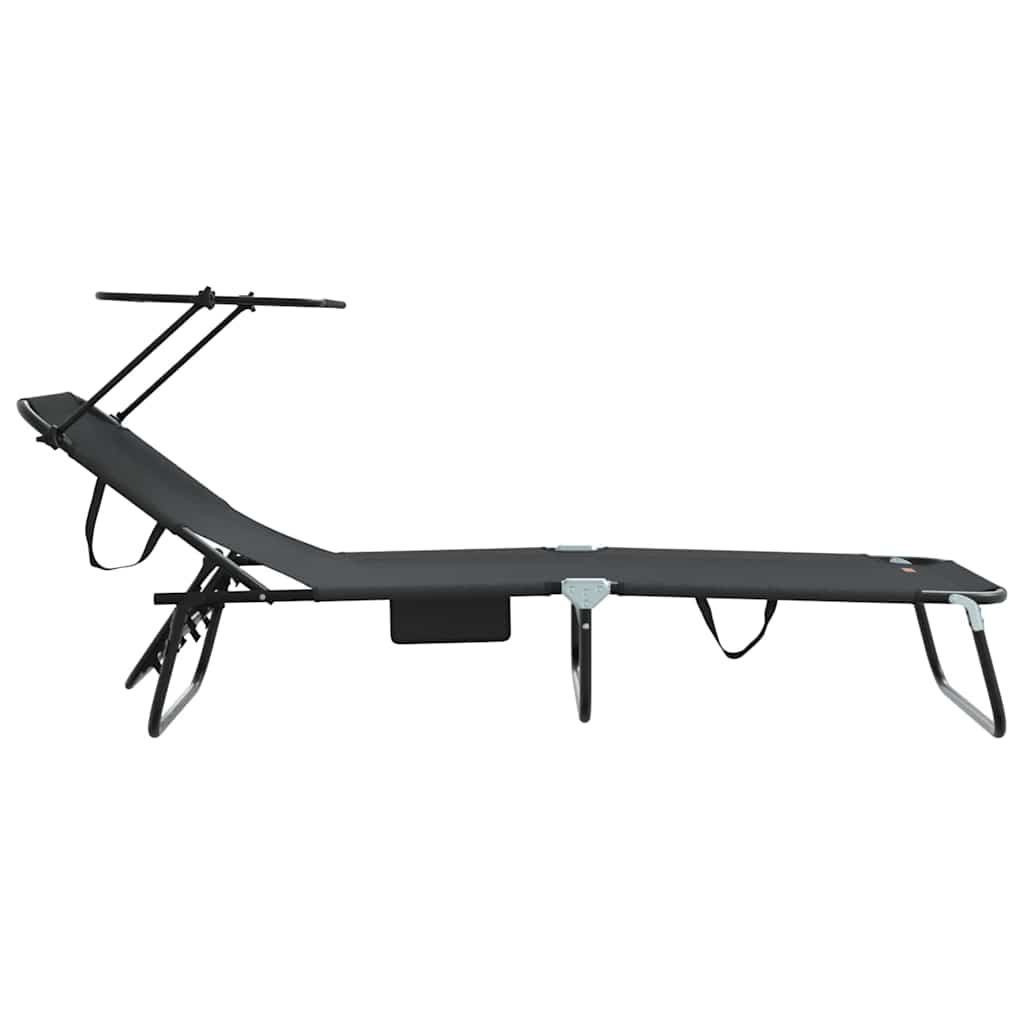 Foldestol med pude 2-person 2 pcs Sort 56 x 190 x 81cm Stof