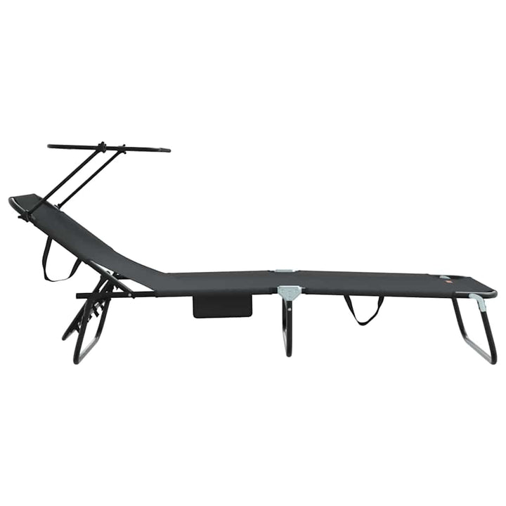 Foldestol med pude 2-person 2 pcs Sort 56 x 190 x 81cm Stof
