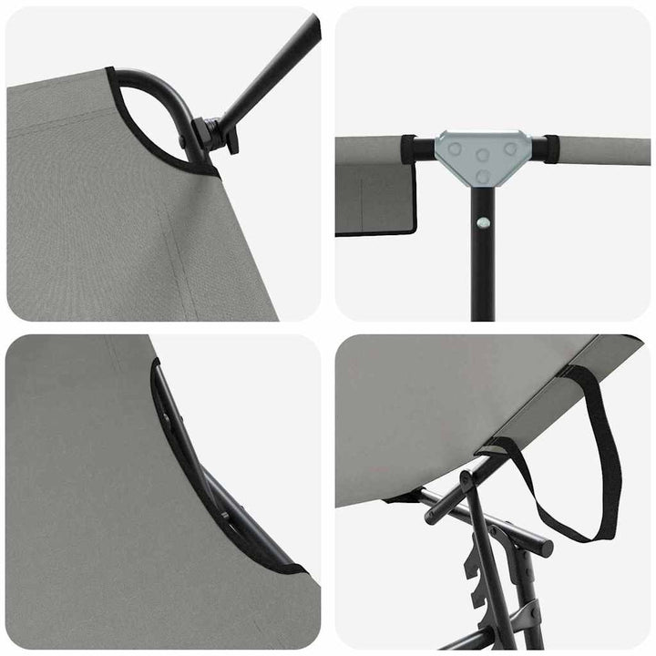 Foldestol med pude 2-person 2 pcs Grå 56 x 190 x 81cm Stof