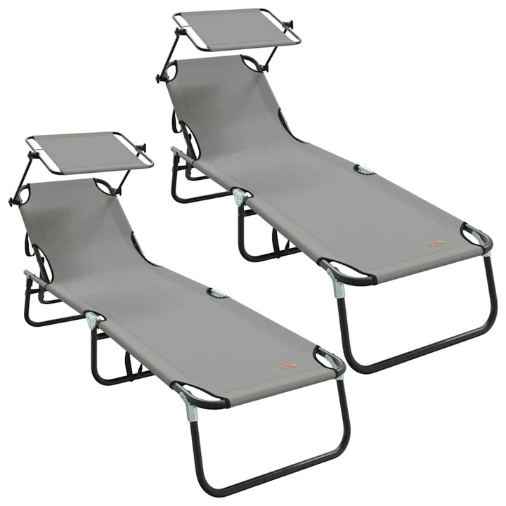 Foldestol med pude 2-person 2 pcs Grå 56 x 190 x 81cm Stof