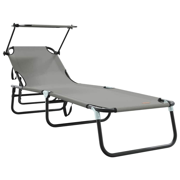 Foldestol med pude 2-person 2 pcs Grå 56 x 190 x 81cm Stof
