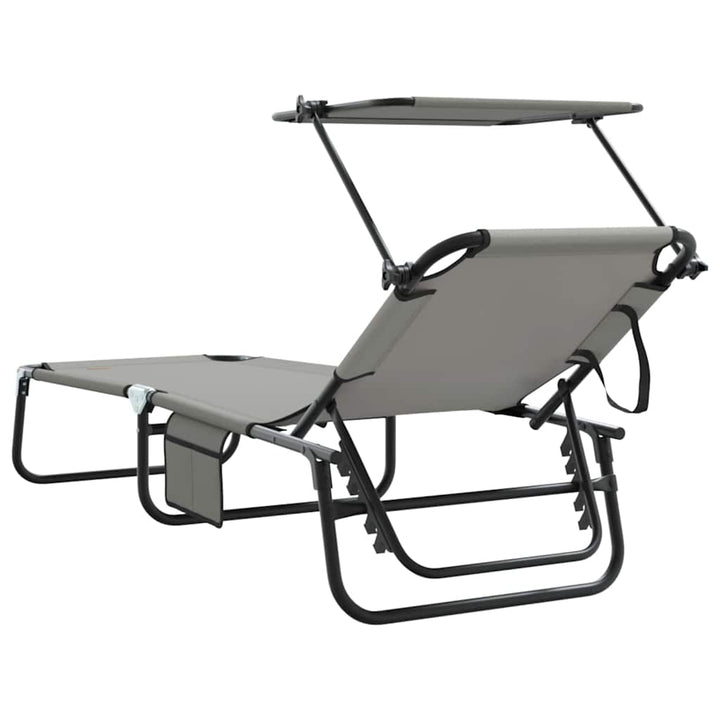 Foldestol med pude 2-person 2 pcs Grå 56 x 190 x 81cm Stof