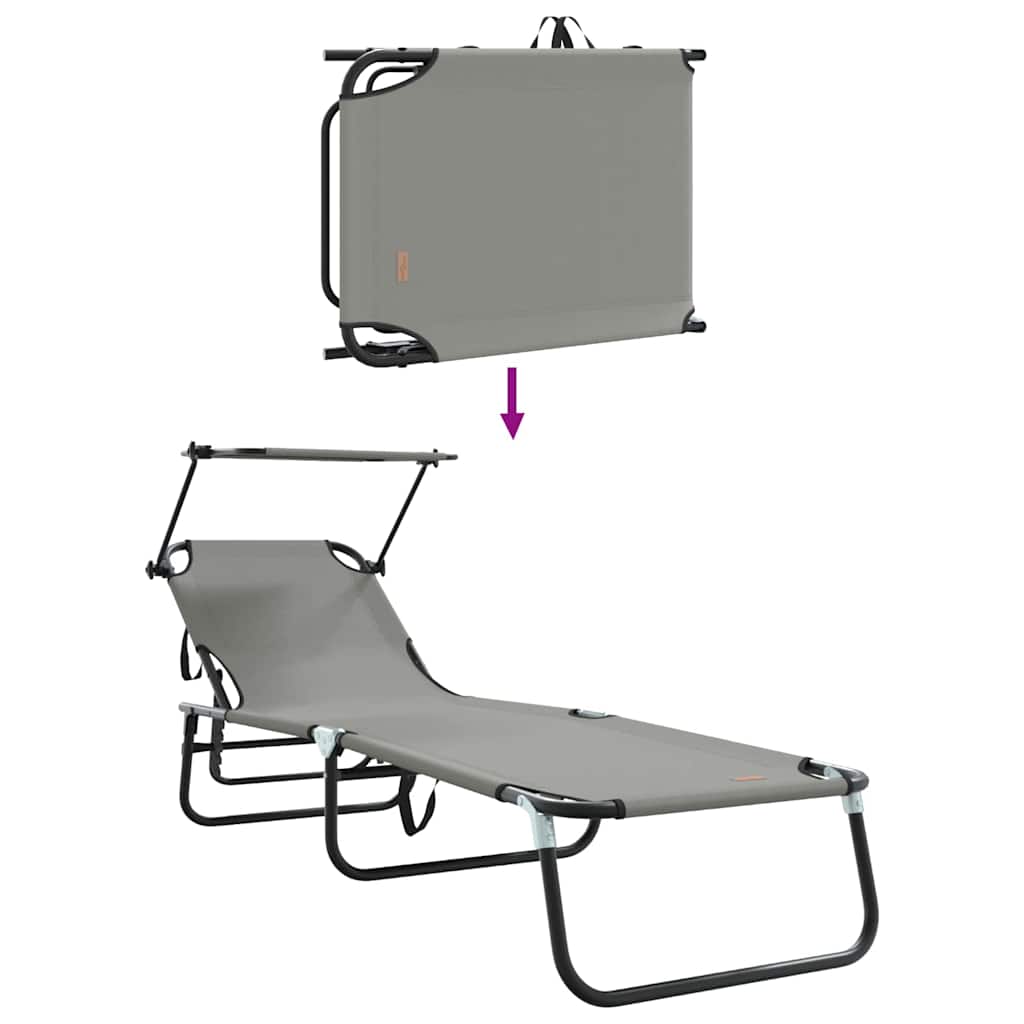 Foldestol med pude 2-person 2 pcs Grå 56 x 190 x 81cm Stof