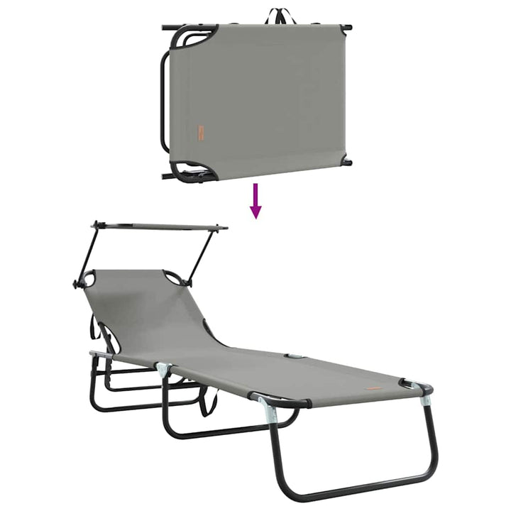 Foldestol med pude 2-person 2 pcs Grå 56 x 190 x 81cm Stof