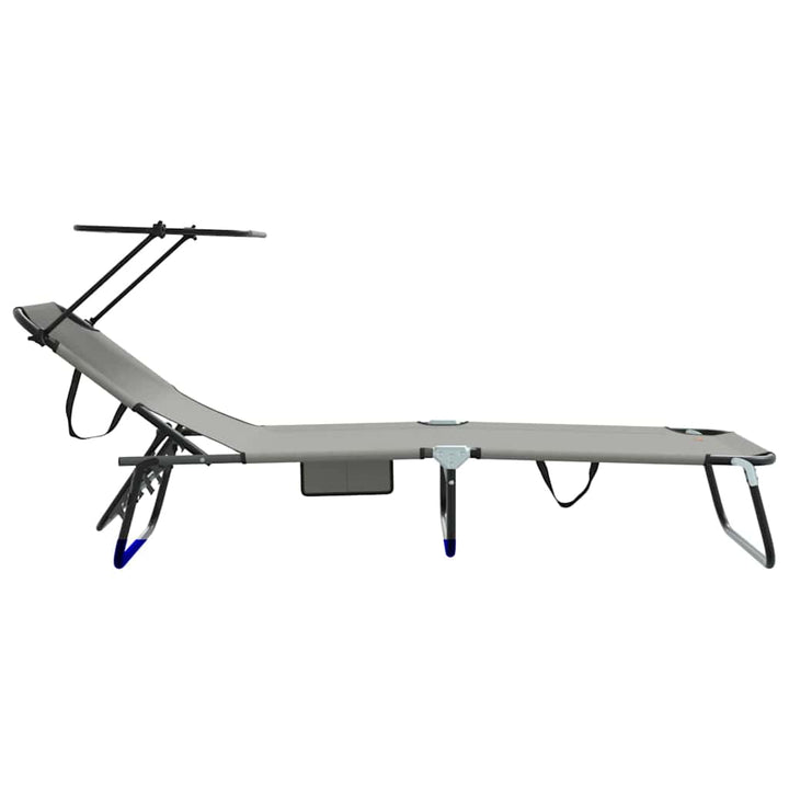 Foldestol med pude 2-person 2 pcs Grå 56 x 190 x 81cm Stof