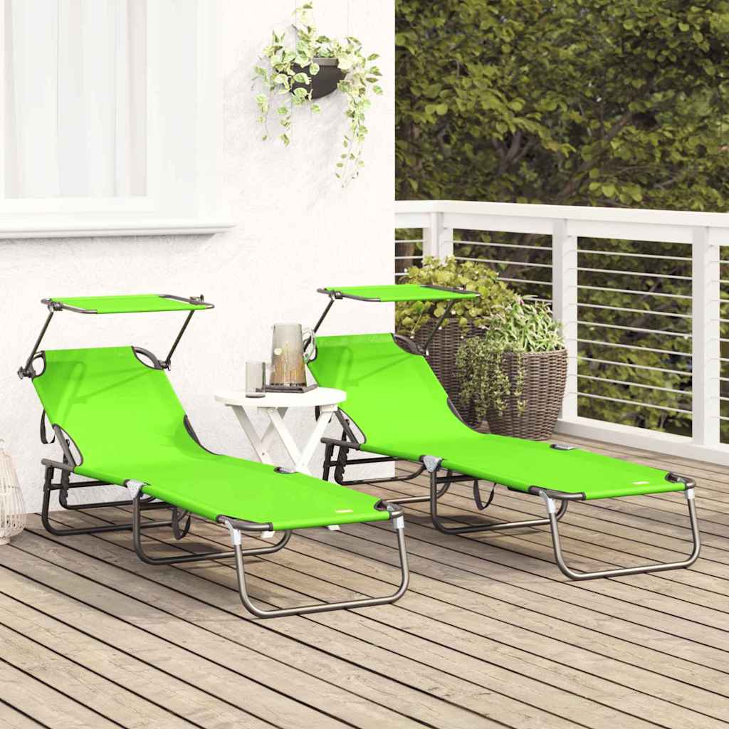 Foldestol med pude 2-person 2 pcs Grøn 56 x 190 x 81cm Stof