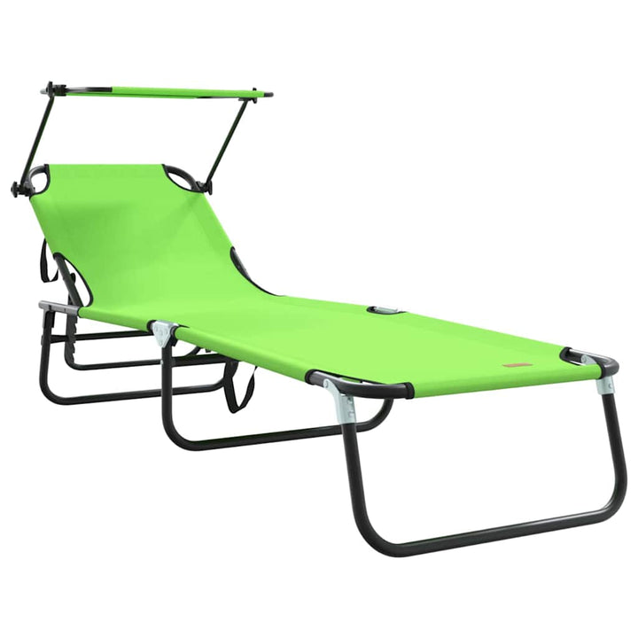 Foldestol med pude 2-person 2 pcs Grøn 56 x 190 x 81cm Stof