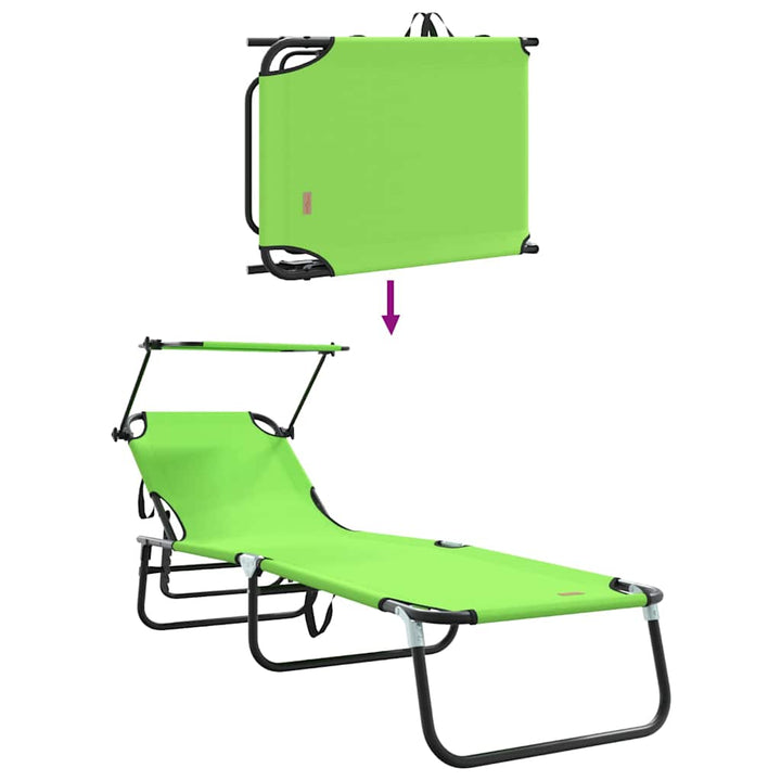 Foldestol med pude 2-person 2 pcs Grøn 56 x 190 x 81cm Stof