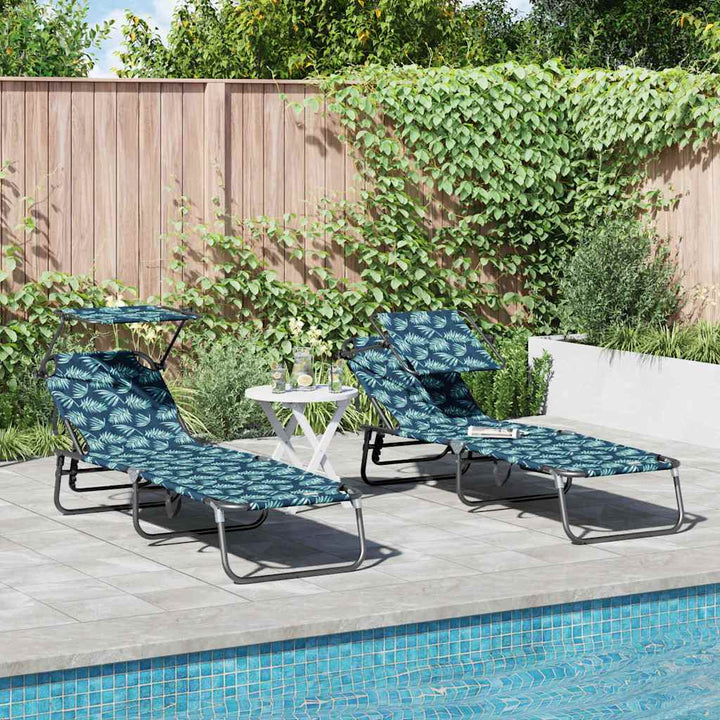Foldestol med pude 2-person 2 pcs Grøn 56 x 190 x 81cm Stof