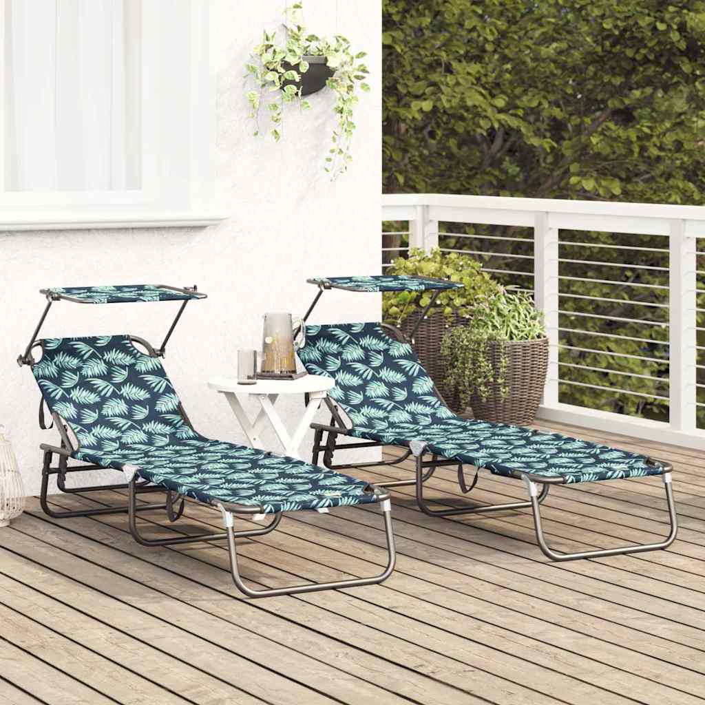 Foldestol med pude 2-person 2 pcs Grøn 56 x 190 x 81cm Stof