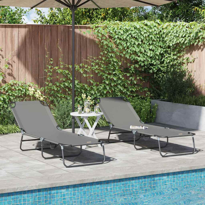 Foldestol 2-person 2 pcs Grå 56 x 189 x 87cm Stof