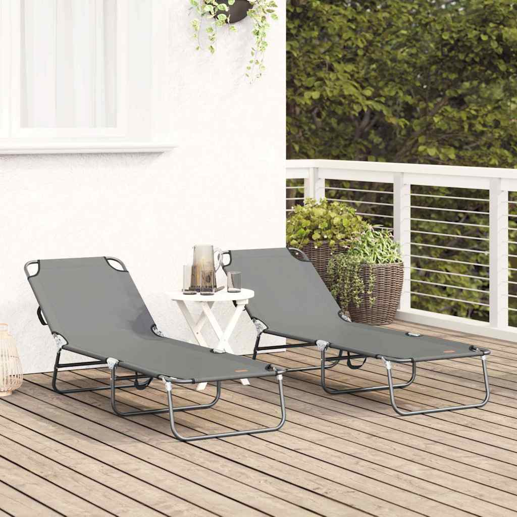Foldestol 2-person 2 pcs Grå 56 x 189 x 87cm Stof