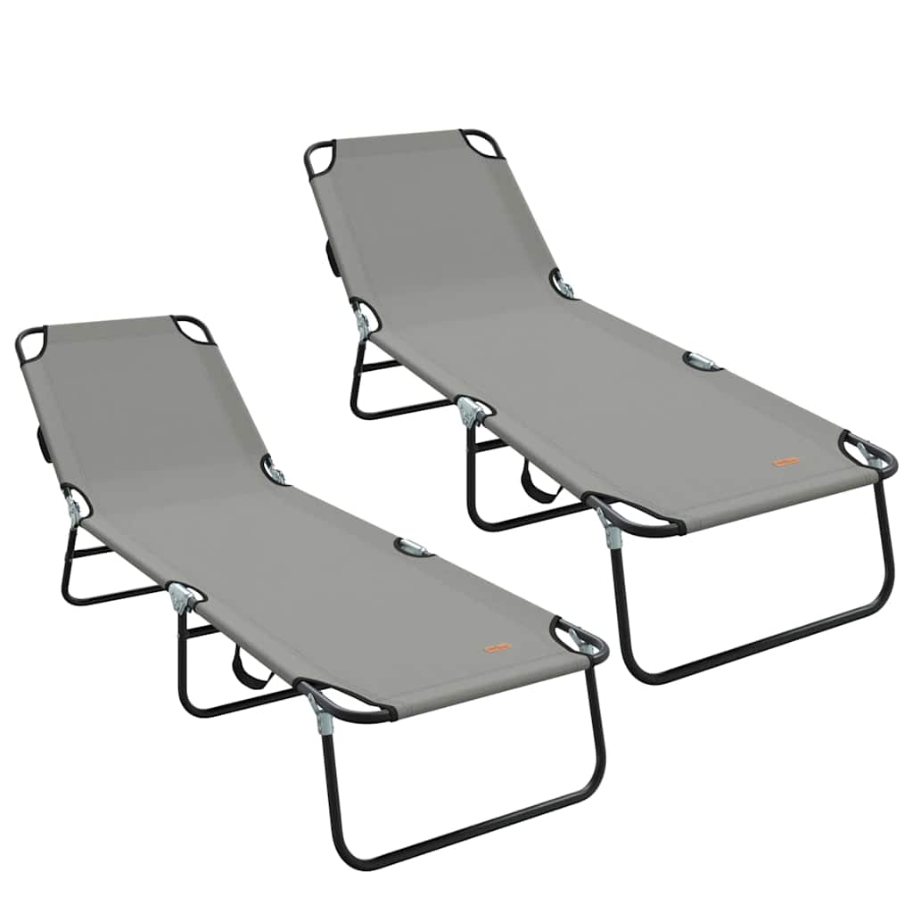 Foldestol 2-person 2 pcs Grå 56 x 189 x 87cm Stof