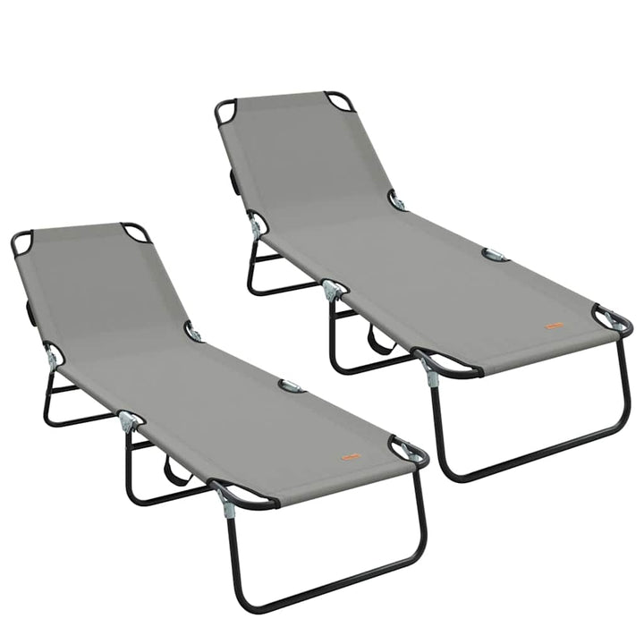 Foldestol 2-person 2 pcs Grå 56 x 189 x 87cm Stof
