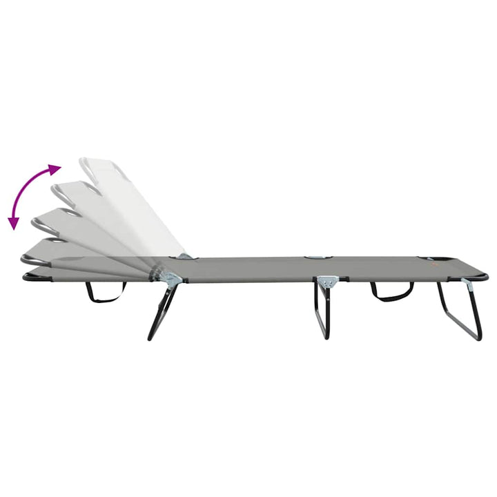 Foldestol 2-person 2 pcs Grå 56 x 189 x 87cm Stof