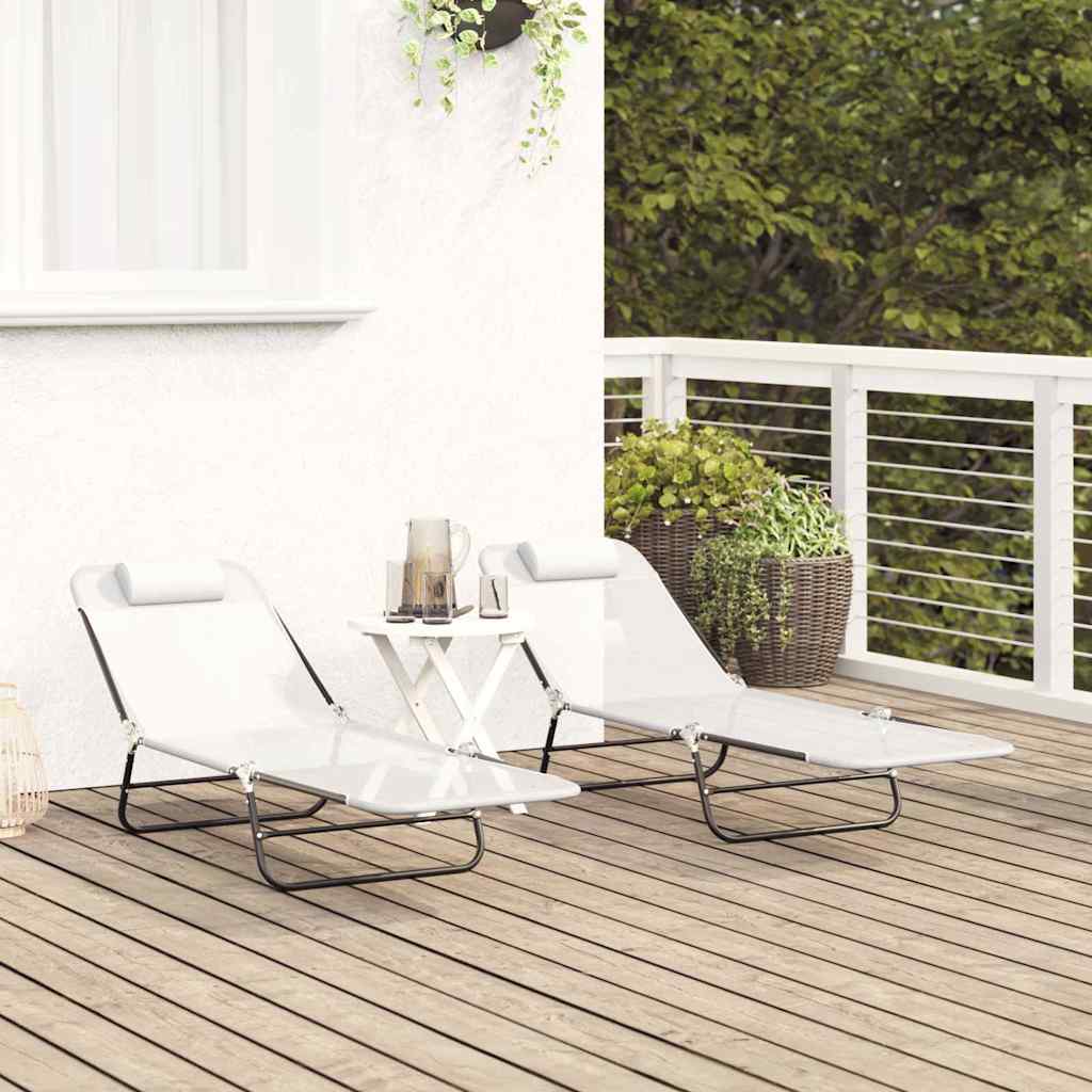 Foldestol 2-person 2 pcs Creme 182 x 55 x 85.5cm Textilene