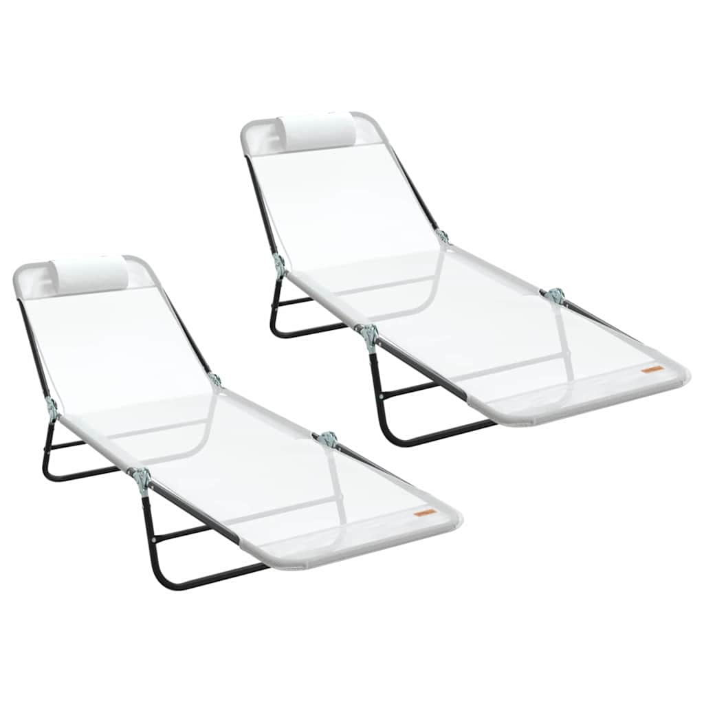 Foldestol 2-person 2 pcs Creme 182 x 55 x 85.5cm Textilene
