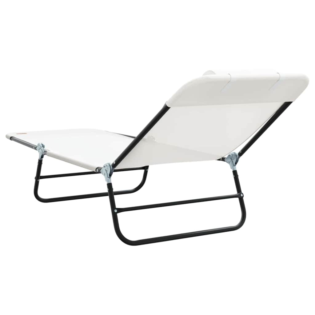 Foldestol 2-person 2 pcs Creme 182 x 55 x 85.5cm Textilene