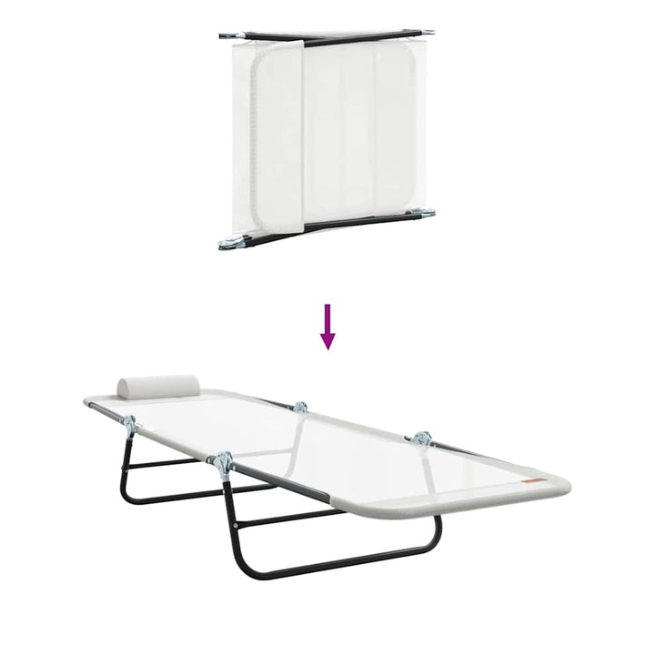Foldestol 2-person 2 pcs Creme 182 x 55 x 85.5cm Textilene