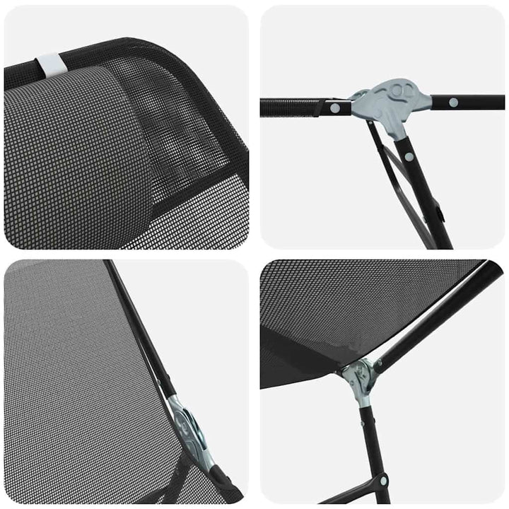 Foldestol 2-person 2 pcs Sort 182 x 55 x 85.5cm Textilene