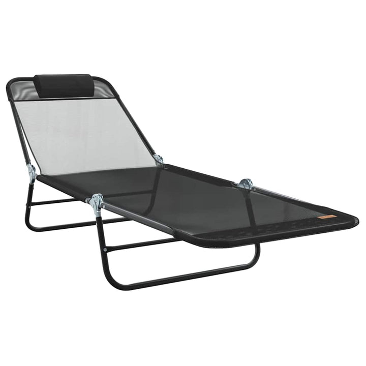 Foldestol 2-person 2 pcs Sort 182 x 55 x 85.5cm Textilene