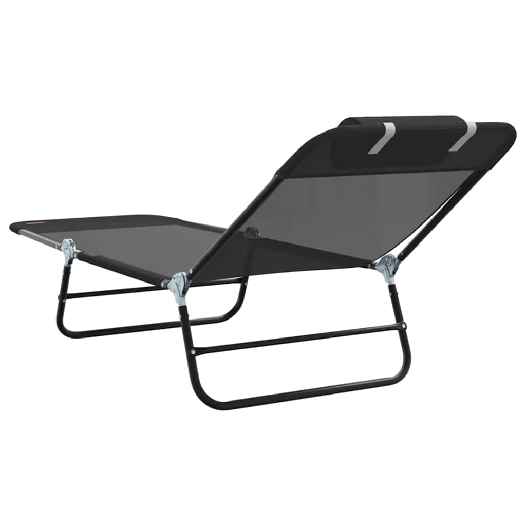 Foldestol 2-person 2 pcs Sort 182 x 55 x 85.5cm Textilene