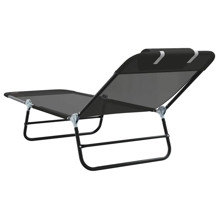 Foldestol 2-person 2 pcs Sort 182 x 55 x 85.5cm Textilene