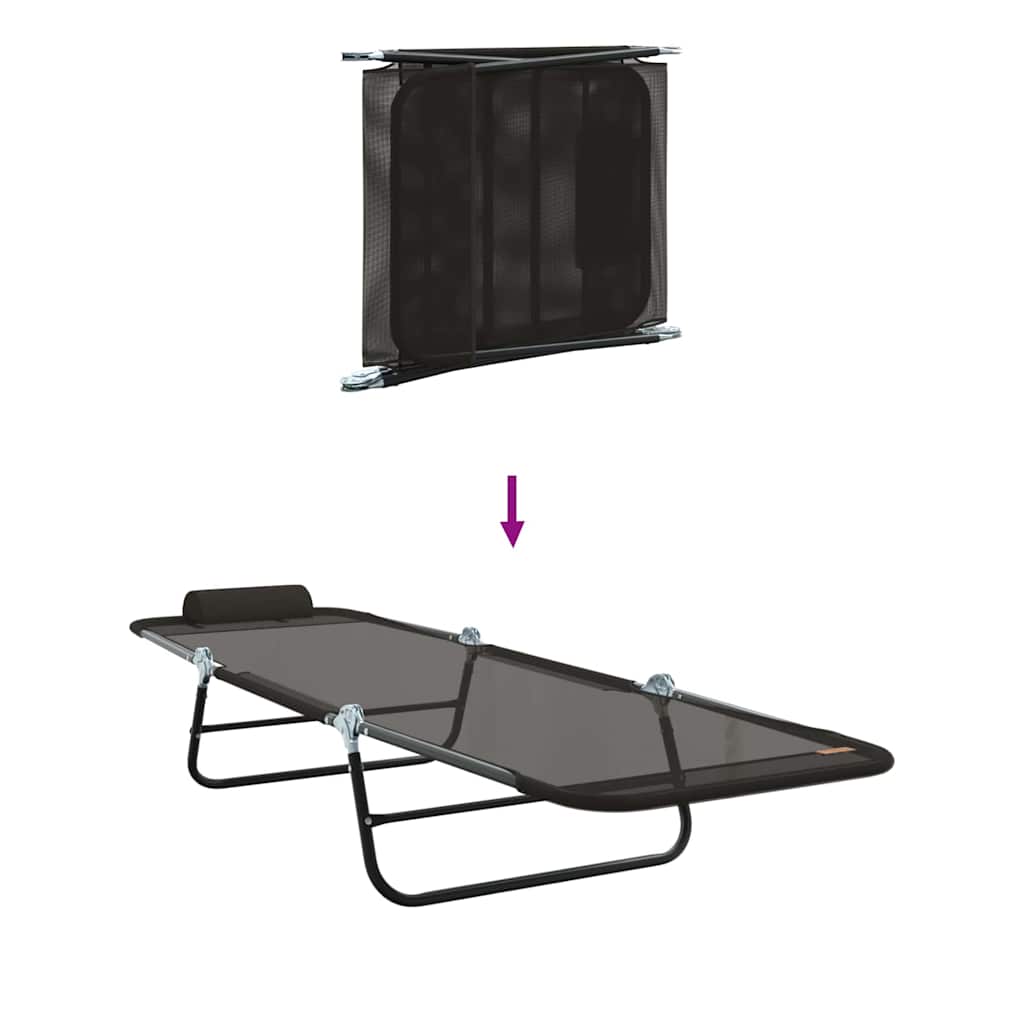 Foldestol 2-person 2 pcs Sort 182 x 55 x 85.5cm Textilene