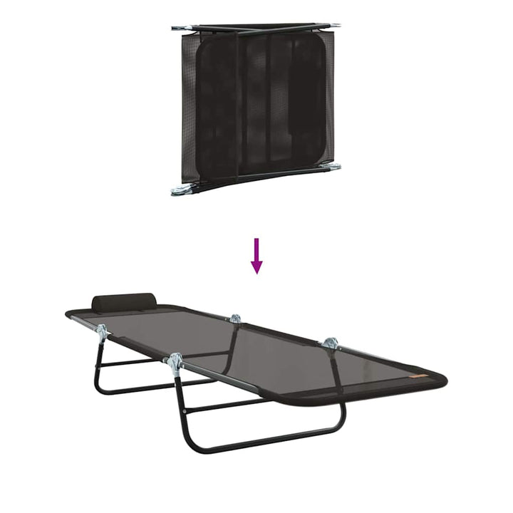 Foldestol 2-person 2 pcs Sort 182 x 55 x 85.5cm Textilene