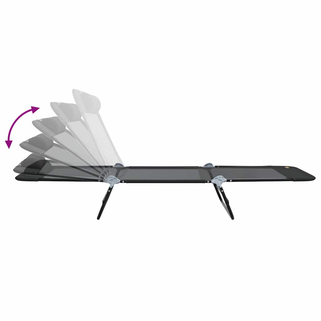 Foldestol 2-person 2 pcs Sort 182 x 55 x 85.5cm Textilene