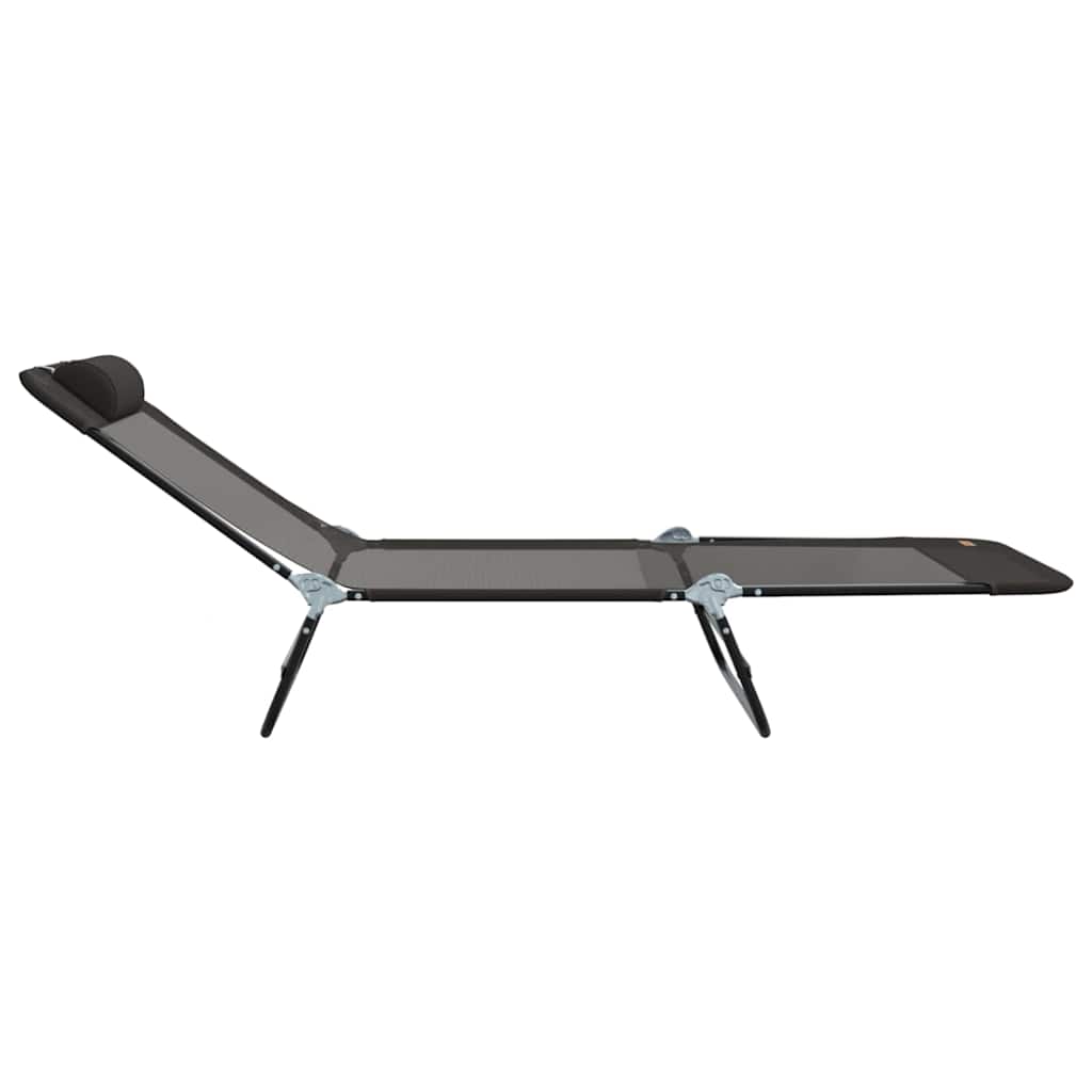 Foldestol 2-person 2 pcs Sort 182 x 55 x 85.5cm Textilene