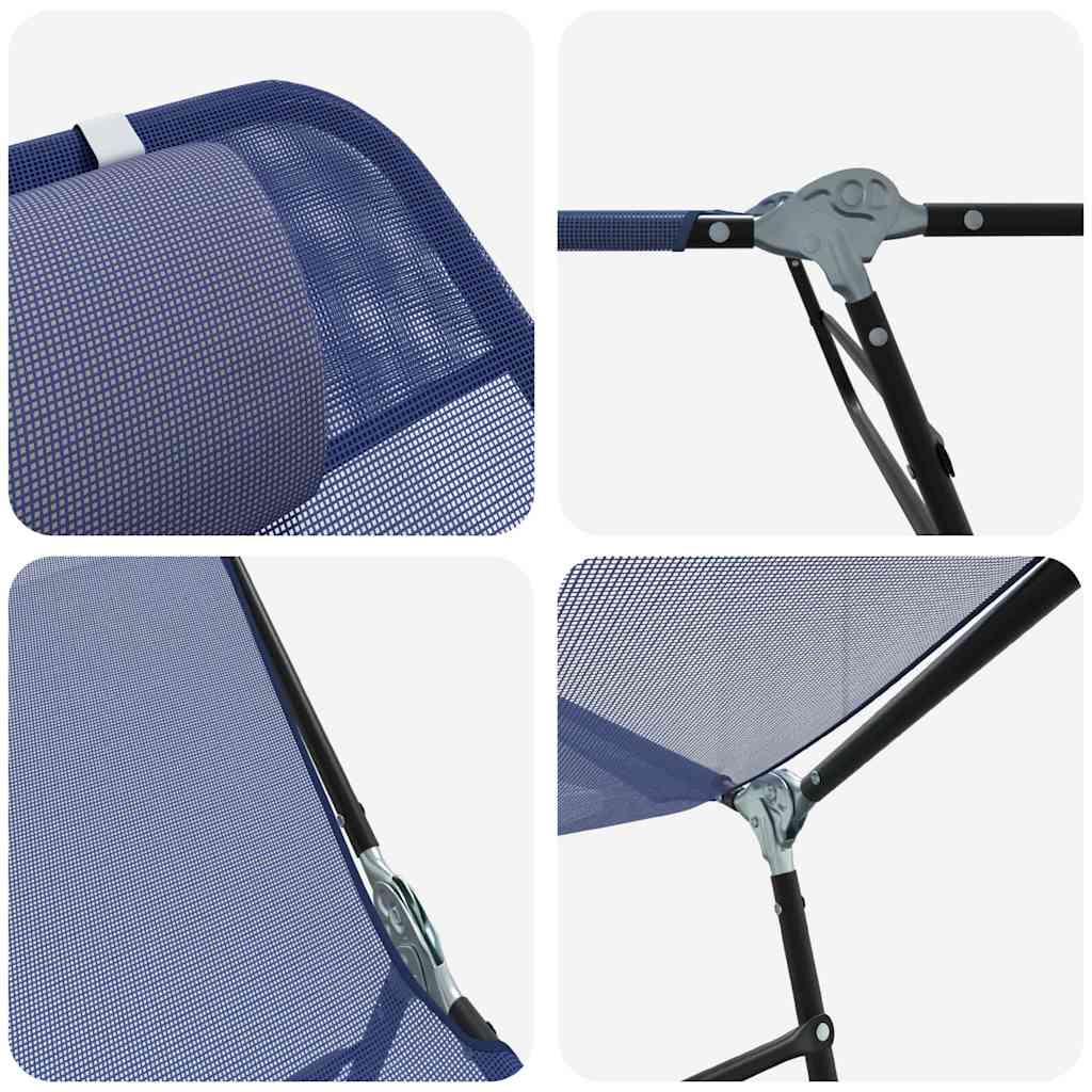 Foldestol 2-person 2 pcs Marineblå 182 x 55 x 85.5cm Textilene
