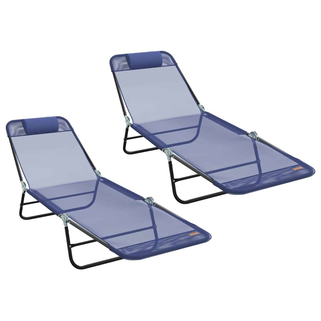 Foldestol 2-person 2 pcs Marineblå 182 x 55 x 85.5cm Textilene