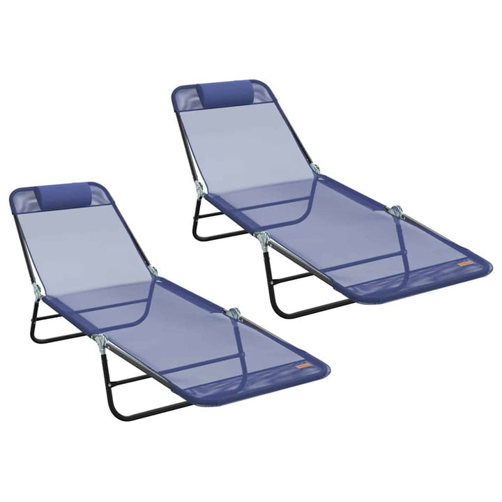 Foldestol 2-person 2 pcs Marineblå 182 x 55 x 85.5cm Textilene