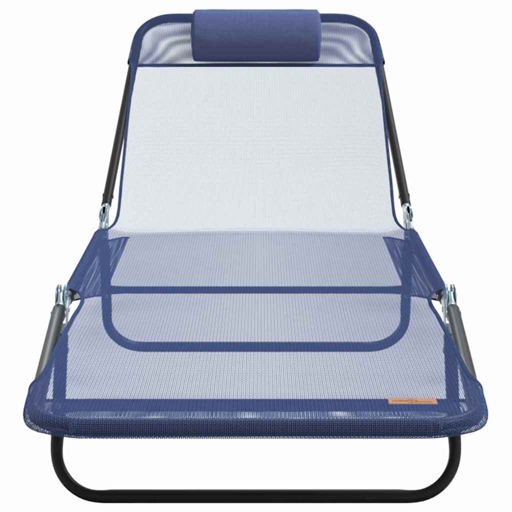 Foldestol 2-person 2 pcs Marineblå 182 x 55 x 85.5cm Textilene