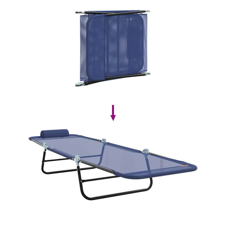 Foldestol 2-person 2 pcs Marineblå 182 x 55 x 85.5cm Textilene
