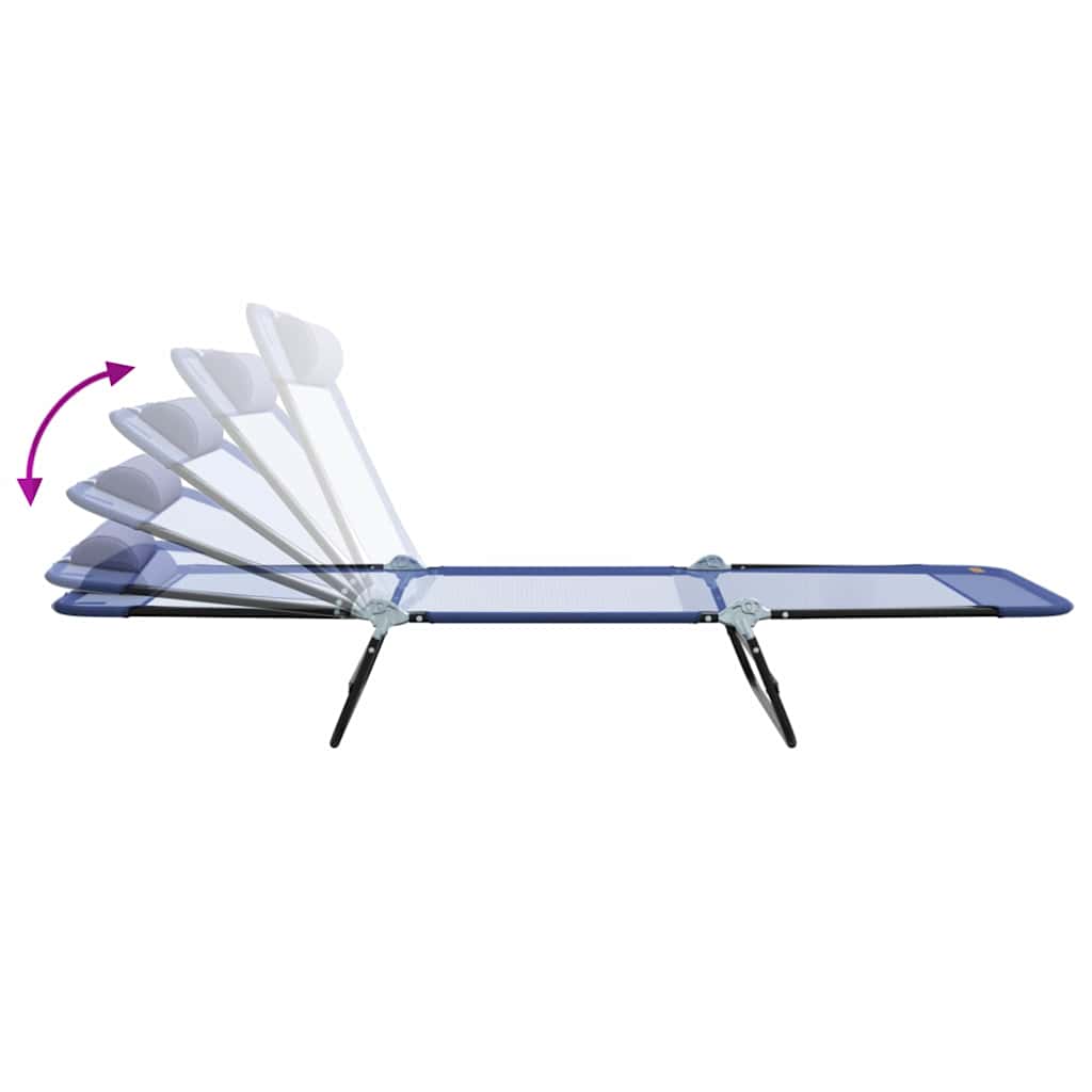 Foldestol 2-person 2 pcs Marineblå 182 x 55 x 85.5cm Textilene