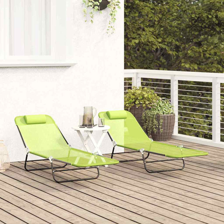 Foldestol 2-person 2 pcs Grøn 182 x 55 x 85.5cm Textilene