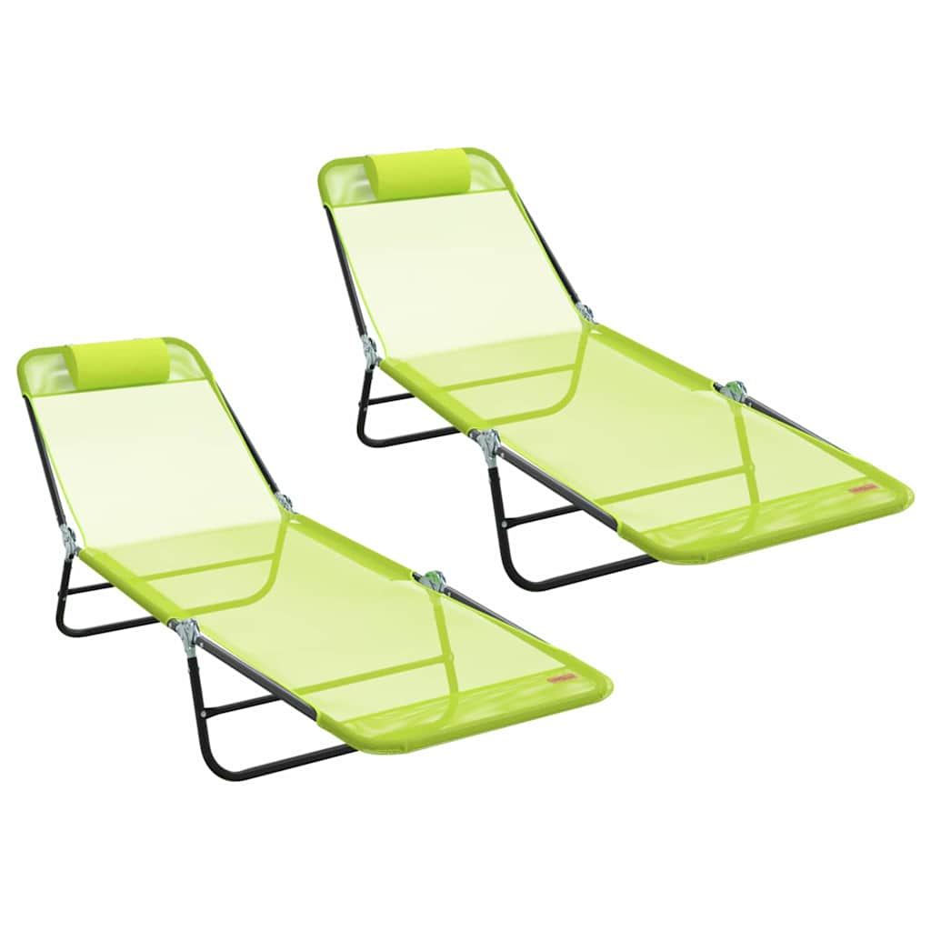 Foldestol 2-person 2 pcs Grøn 182 x 55 x 85.5cm Textilene