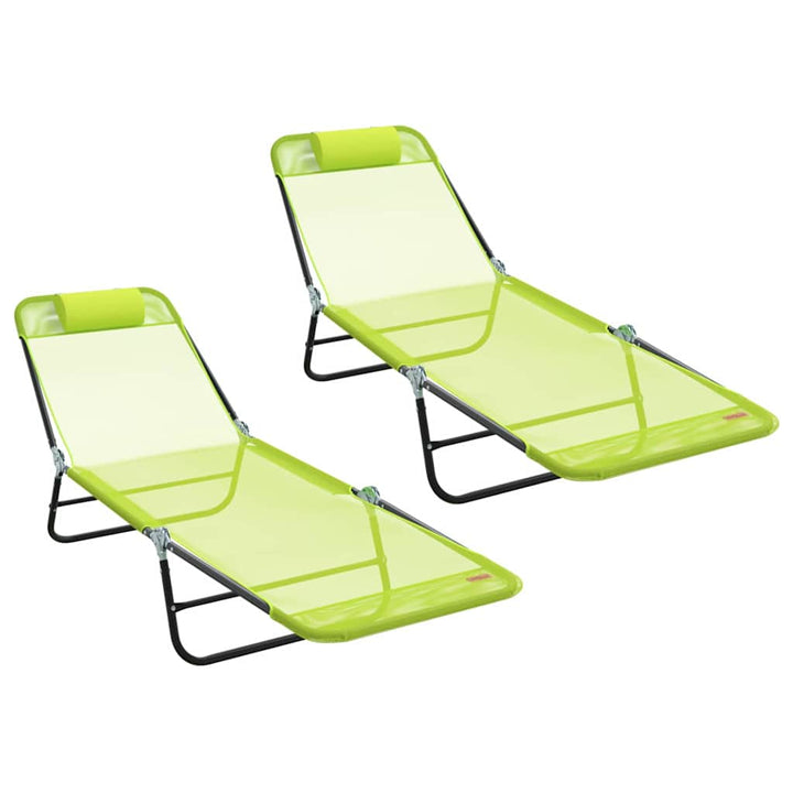 Foldestol 2-person 2 pcs Grøn 182 x 55 x 85.5cm Textilene