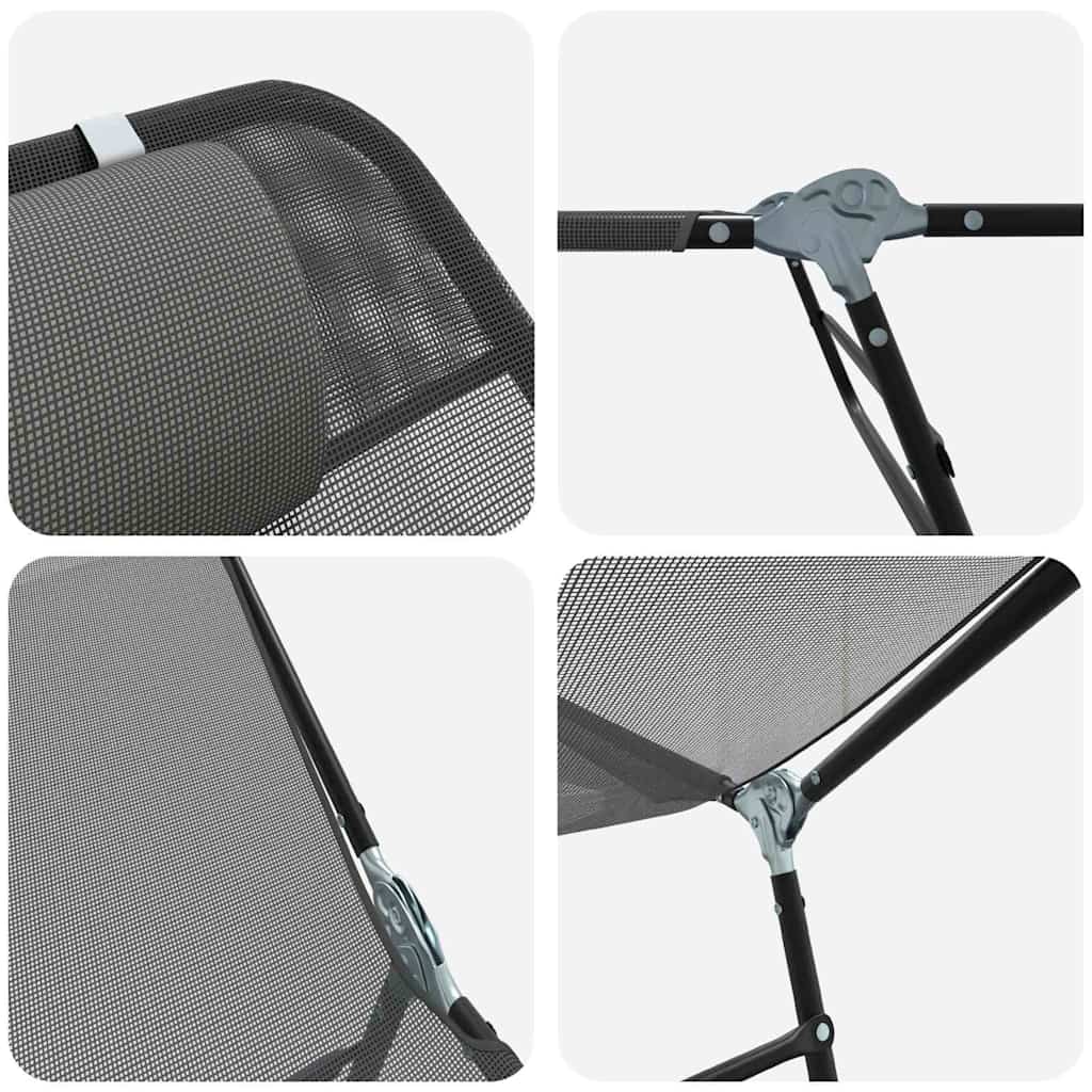 Foldestol 2-person 2 pcs Grå 182 x 55 x 85.5cm Textilene